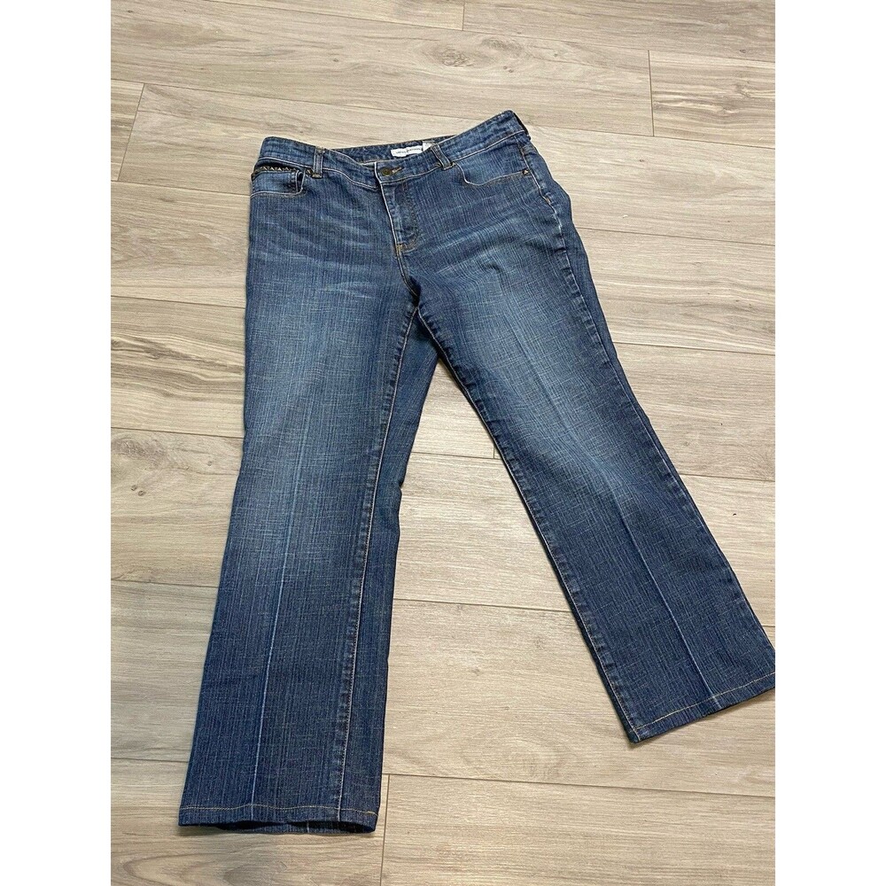 Chicos Jeans Women 1.5 Blue Denim Straight Platinum Blue Pants 34x28